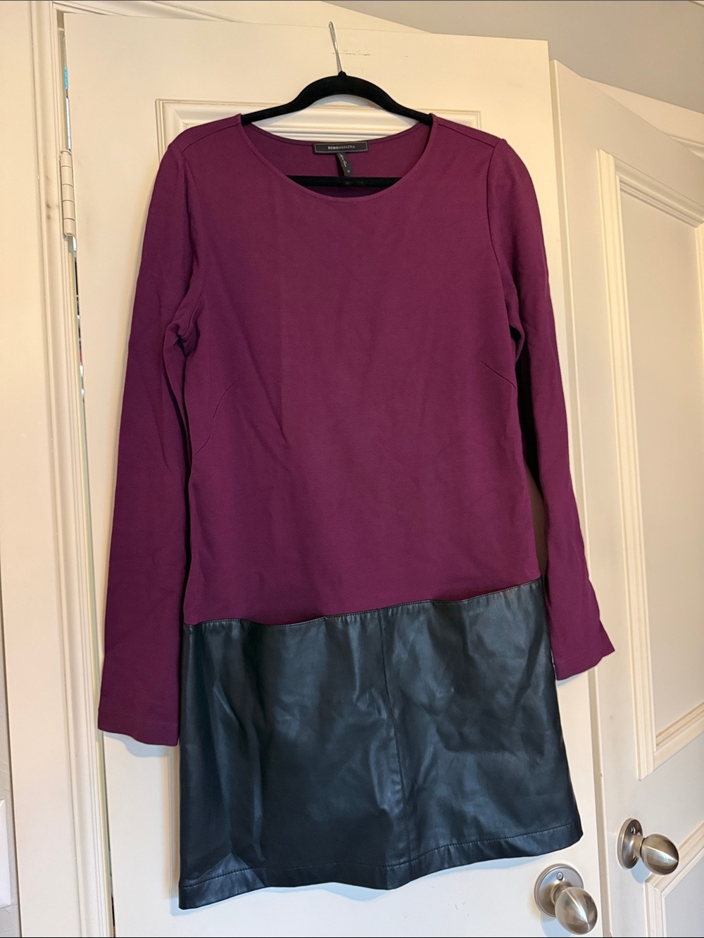 BCBGMaxAzria Plum and Black Colorblock Dress